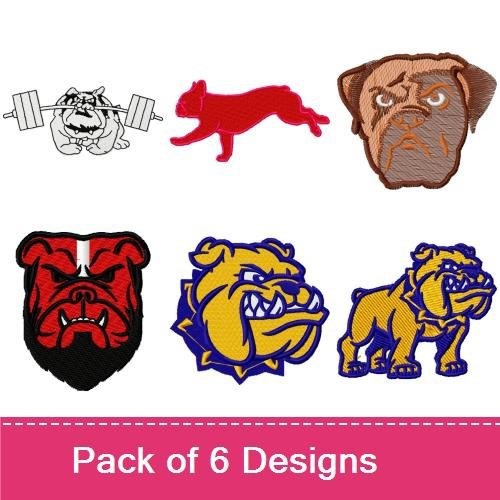Bulldog Embroidery Bundle – Athletic and Playful Designs (6 Designs)