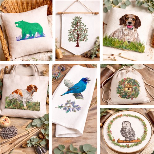 Tree & Bluebird Embroidery Bundle – Dog & Owl Designs (7 Designs)