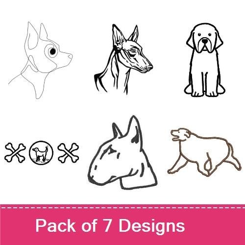 Bull Terrier & Dog Silhouette Embroidery Bundle – Various Dog Designs (7 Designs)