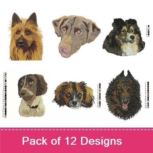 Dog Breed Embroidery Bundle – Belgian Tervuren, Labrador & More (12 Designs)