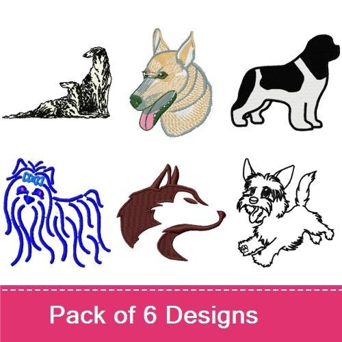 Labrador Retriever & German Shepherd Embroidery Bundle – Dog Breeds (6 Designs)