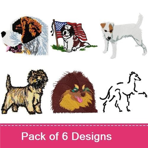 Dog Embroidery Bundle – Various Breeds (6 Designs)