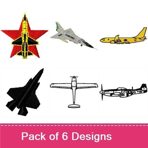 Military and Civilian Aircraft Embroidery Designs Bundle – Military Jet, Civilian Aircraft, Vintage Aircraft & More (6 Designs)