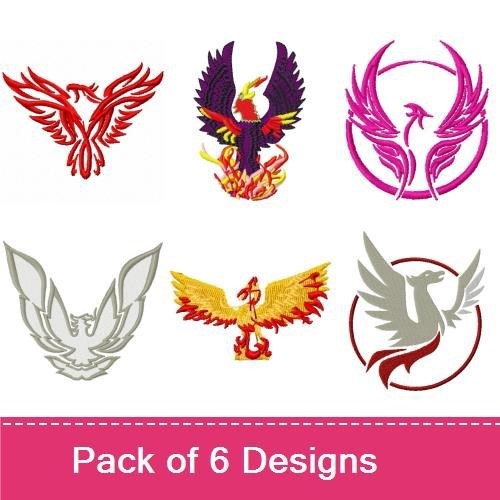 Phoenix Embroidery Bundle – Phoenix Rising, Phoenix in Flames, Elegant Phoenix & More (6 Designs)