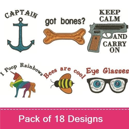 Anchor & Pistol Embroidery Bundle – Fun Quotes & Critters (18 Designs)