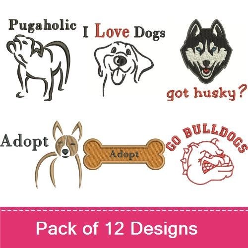 Pugaholic & Bulldog Embroidery Bundle – Dog Lover Designs (12 Designs)