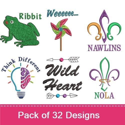 Fun Dinosaur Sayings Embroidery Designs Bundle – I Love Dinosaurs, POW!, Conserve Water & More (29 Designs)