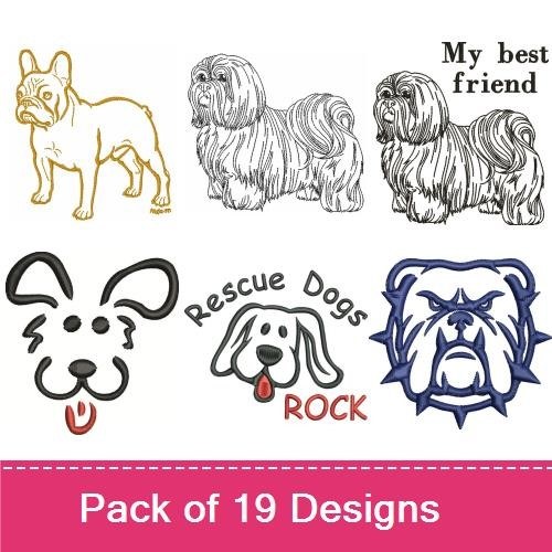 French Bulldog & Lhasa Apso Embroidery Bundle – Rescue Dogs & More (19 Designs)