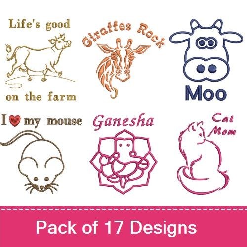Cute Animal Quotes Embroidery Designs Bundle – Life's Good on the Farm, Got Peanuts?, Papa Bear & More (15 Designs)