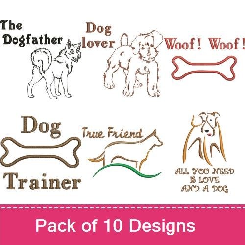 Dog Lover Embroidery Bundle – The Dogfather & Fun Phrases (10 Designs)