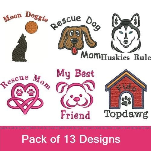 Dog & Rescue Embroidery Bundle – Cute Canine Designs (13 Designs)