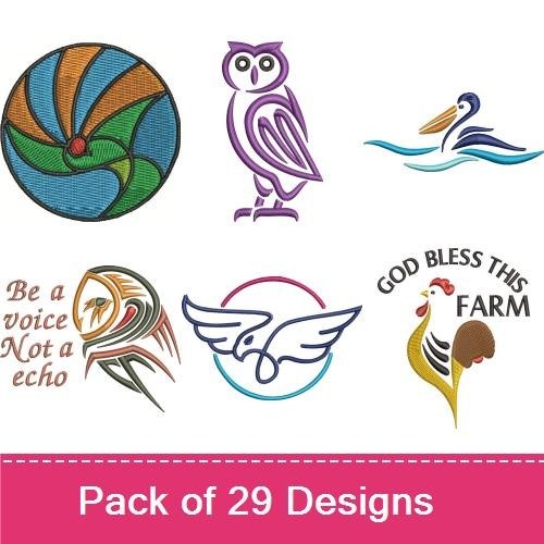 Birds and Feathers Embroidery Designs Bundle – Hen in Nest, Penguin, Hummingbird & More (29 Designs)