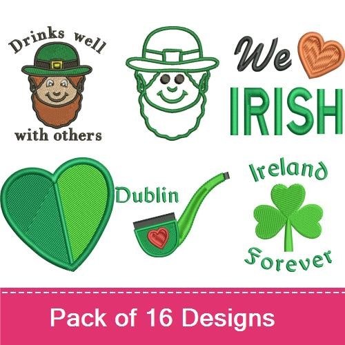 St. Patrick's Day Embroidery Bundle – Lucky Charm Hat, Shamrock, Smiling Leprechaun & More (13 Designs)