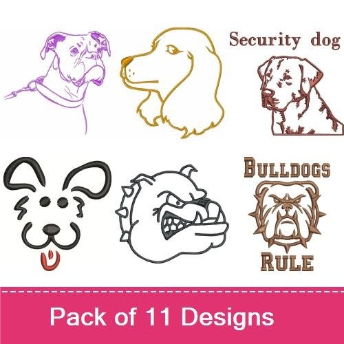 Dog Embroidery Bundle – Bulldogs & More (11 Designs)