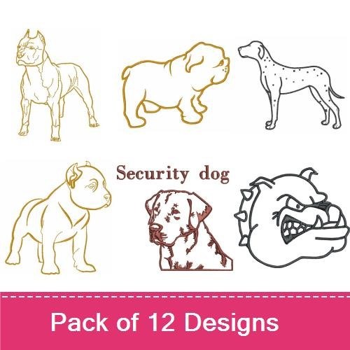 Dog Breed Embroidery Bundle – Pit Bull, Bulldog & More (12 Designs)