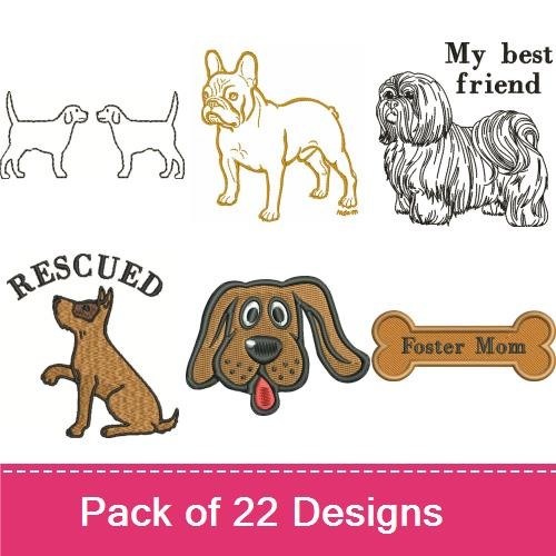 Dog & Puppy Embroidery Bundle – French Bulldog & Shih Tzu (22 Designs)