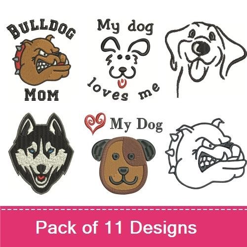 Bulldog & Dog Faces Embroidery Bundle – Fun and Playful Designs (11 Designs)