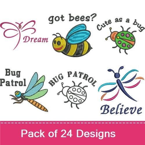 Bugs and Butterflies Embroidery Designs Bundle – Dragonfly, Ladybug, Social Butterfly & More (17 Designs)