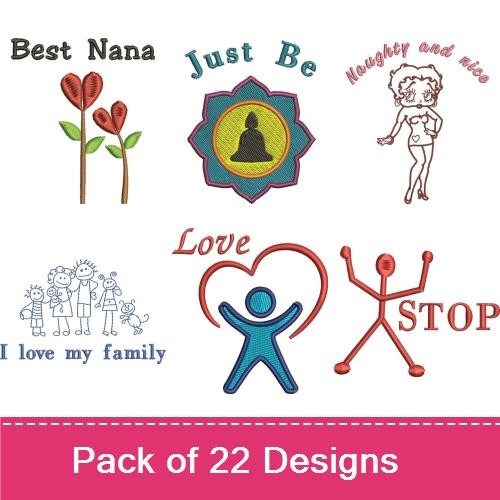 Fun and Whimsical Themes Embroidery Designs Bundle – Peace Love Yoga, Best Nana, Kansas Girl & More (20 Designs)
