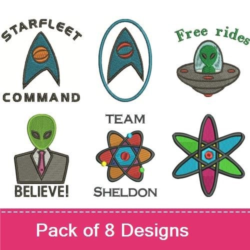 Alien & Sci-Fi Embroidery Designs Bundle – Area 51, Starfleet Command, Aliens Rule & More (8 Designs)