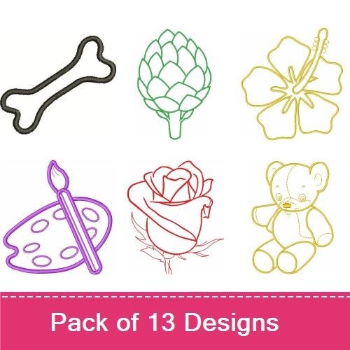 Bone, Flower & Teddy Bear Embroidery Bundle – Floral & Fun (13 Designs)
