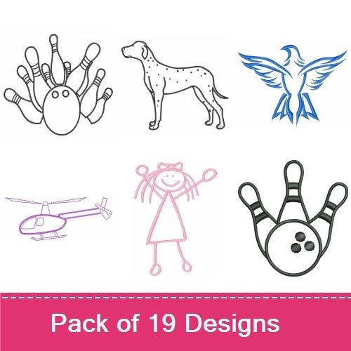 Redwork Whimsical Animal Embroidery Designs Bundle – Spotted Dog, Dragon, Butterfly & More (19 Designs)