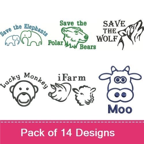 Animal Conservation Embroidery Bundle – Save Elephants & More (14 Designs)