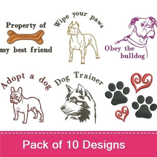 Bulldog & Dog Trainer Embroidery Bundle – Dog Lover Designs (10 Designs)