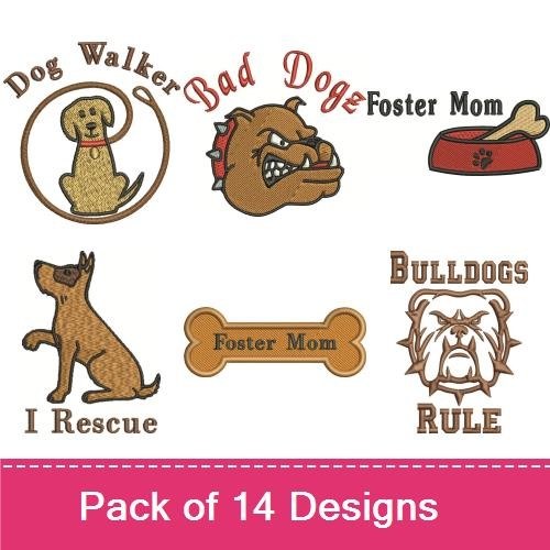 Dog & Bulldog Embroidery Bundle – Foster Mom & Rescue Designs (14 Designs)