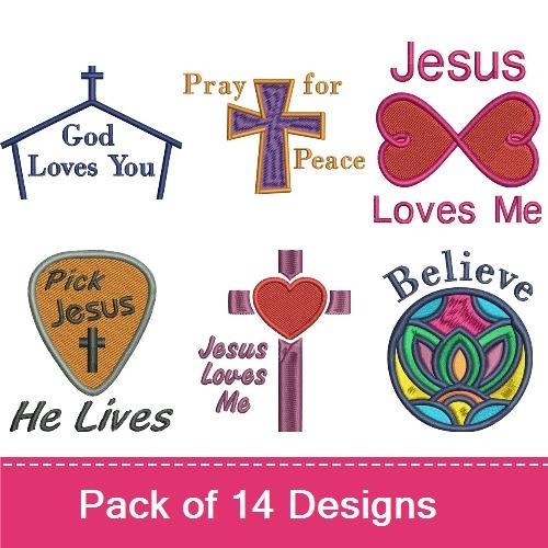 Faith and Prayer Embroidery Designs Bundle – Stairway to Heaven, Pray for Peace, Jesus Loves Me & More (14 Designs)