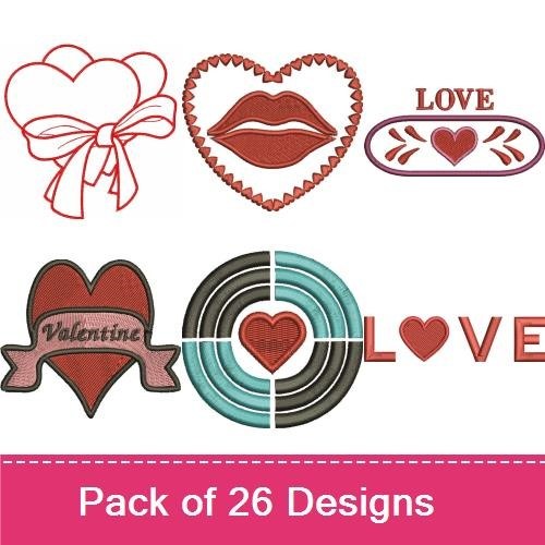 Hearts & Love Words Embroidery Designs Bundle – Be Mine Heart, I Love You, Heart Outline & More (23 Designs)