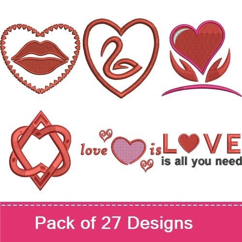Love & Affection Embroidery Designs Bundle – I Love You To The Moon And Back, Cat Silhouette with Heart, Duck Couple & More (24 Designs)