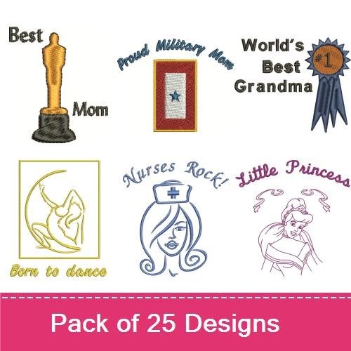 Empowered Women Embroidery Designs Bundle – Team Smiley, Nurses Rock, Rainbow Girl & More (24 Designs)