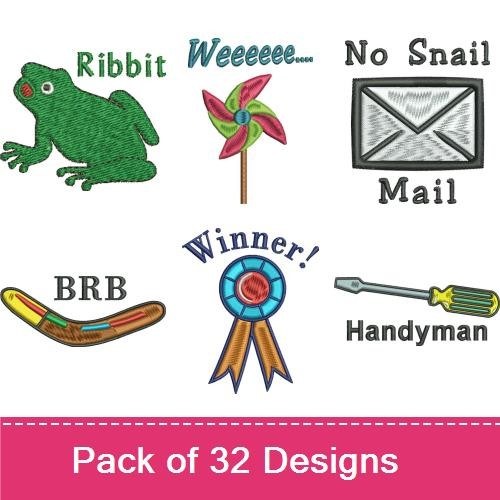 Inspirational & Eco-Friendly Embroidery Designs Bundle – Happy Camper, Recycle Symbol, Freedom Balloon & More (27 Designs)