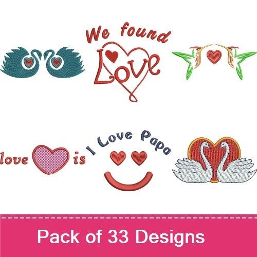 Valentine's Day Embroidery Designs Bundle – Red Heart, Bumblebee with Heart, Kiss Kiss & More (30 Designs)