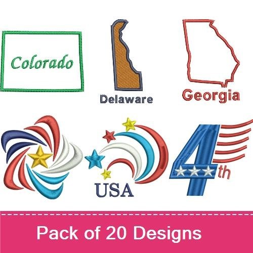USA State Outlines Embroidery Designs Bundle – Arkansas, Florida Girl, I'm From Texas & More (20 Designs)