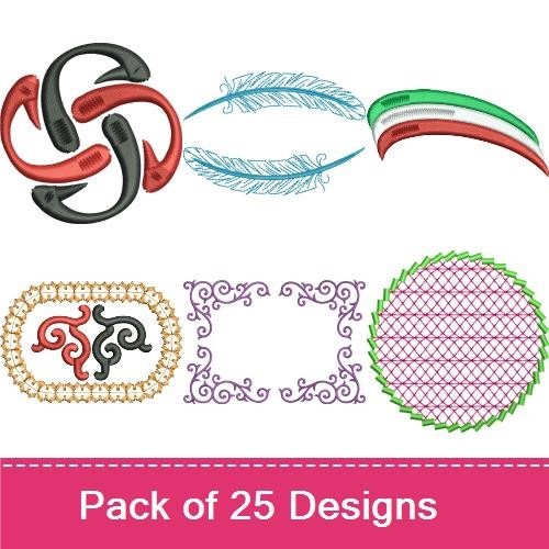 Floral and Swirl Patterns Embroidery Designs Bundle – Whimsical Swirl Frame, Floral Swirl, Celtic Swirl & More (25 Designs)