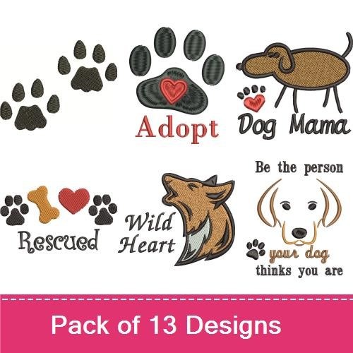 Dog & Paw Print Embroidery Bundle – Adoption & Love Themes (13 Designs)