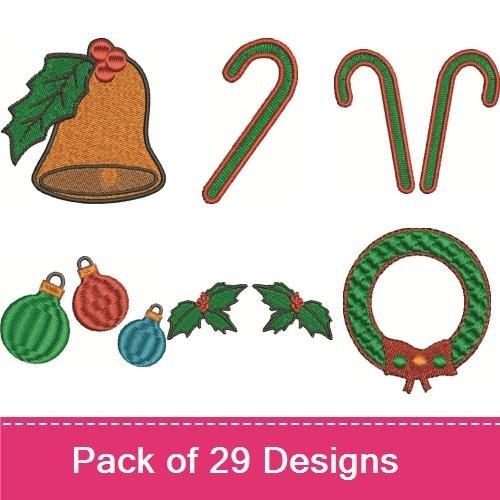 Classic Christmas Embroidery Designs Bundle – Christmas Tree, Candy Canes, Stocking & More (29 Designs)