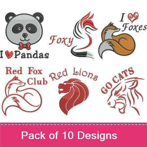 Wildlife Animals Embroidery Designs Bundle – Red Fox, Panda, Buck Hunter & More (10 Designs)