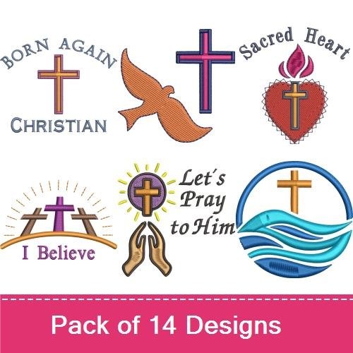 Faith & Crosses Embroidery Designs Bundle – Jesus Anchors My Soul, Born Again Cross, I Believe & More (13 Designs)