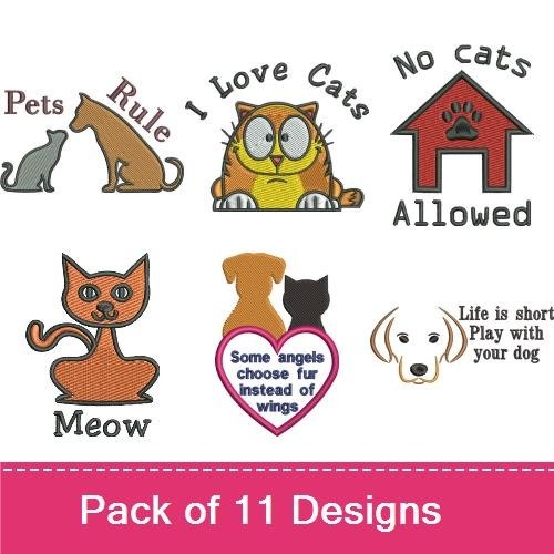 Cat & Dog Embroidery Bundle – Pet Themed Designs (11 Designs)
