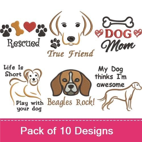 Dog & Beagle Embroidery Bundle – Fun Quotes & Graphics (10 Designs)