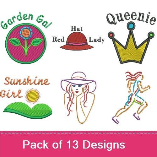 Whimsical Girls Embroidery Designs Bundle – Archery Girl, Garden Gal, Sunshine Girl & More (13 Designs)