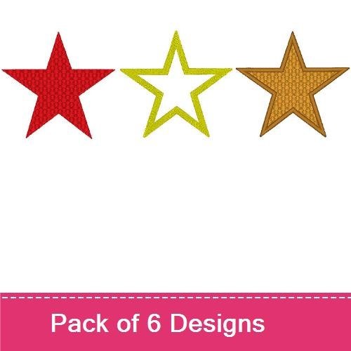 Star Embroidery Designs Bundle – Red Star, Green Star, Gold Star & More (6 Designs)