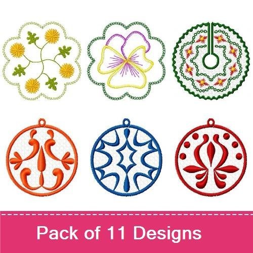Floral and Ornamental Embroidery Designs Bundle – Pink Flower, Daisy, Ornamental Floral Design & More (11 Designs)