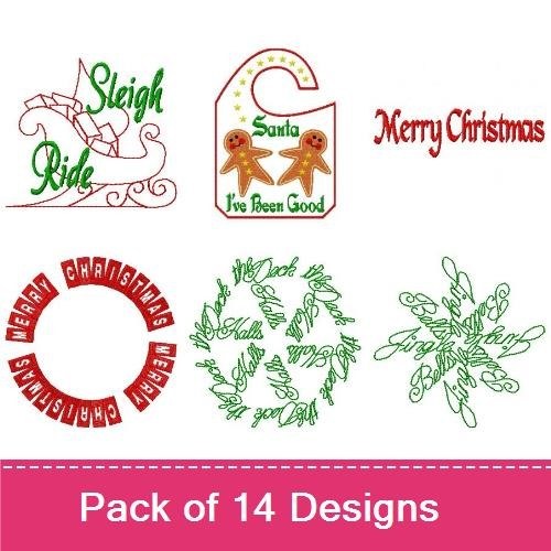 Christmas Embroidery Bundle – Merry Christmas, Santa Claus, Christmas Wreath & More (14 Designs)