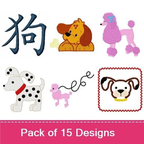 Dog Embroidery Bundle – Golden Retriever, Poodle & More (15 Designs)