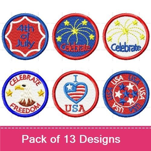 Patriotic USA Embroidery Bundle – Celebrate Fireworks, 4th of July, America & More (13 Designs)