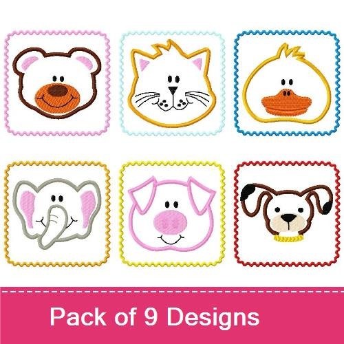 Animal Face Embroidery Bundle – Fun and Cute Designs (9 Designs)